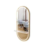 Kappersspiegel met verlichting Lin Gold frame