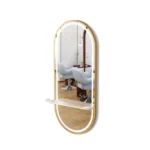 Kappersspiegel met verlichting Lin Gold frame