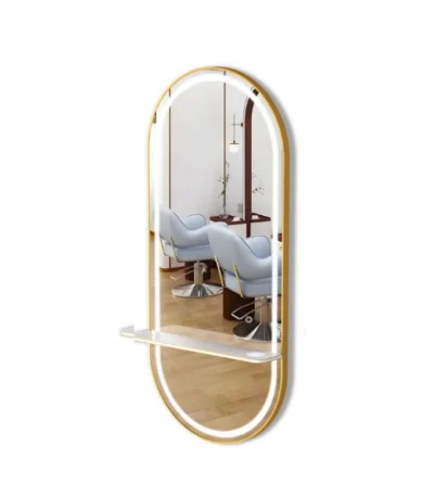 Kappersspiegel met verlichting Lin Gold frame