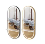 Kappersspiegel met verlichting Lin Gold frame