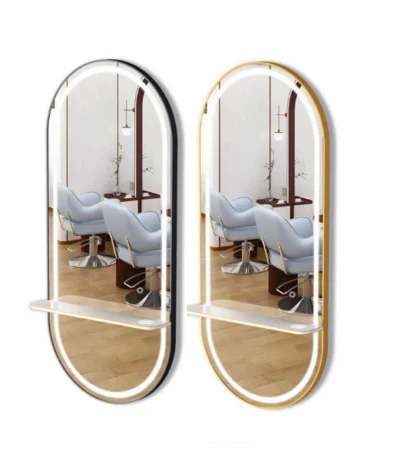 Kappersspiegel met verlichting Lin Gold frame