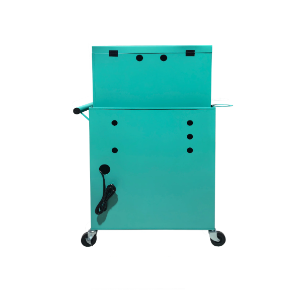 Barber Trolley Station Pro Mobiele kapperszaak met geïntegreerde stopcontacten Turquoise